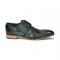 Duca Di Matiste "Imperio" Green Genuine Italian Calf Leather Crocodile/Ostrich/Lizard Print Lace-Up Dress Shoes.